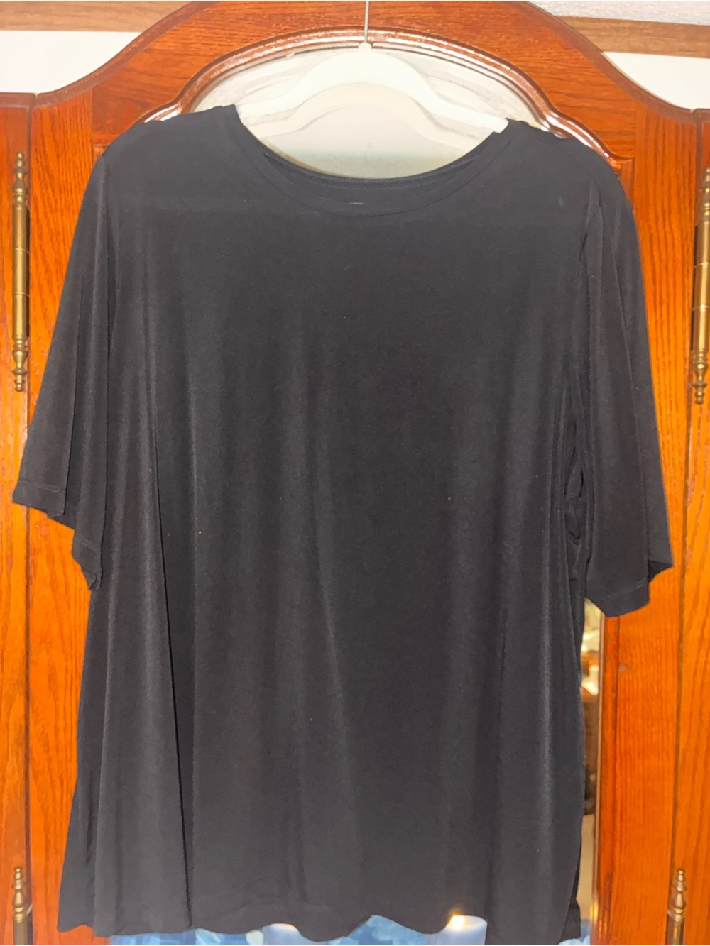 Susan Graver Black Short-Sleeve Crewneck Top